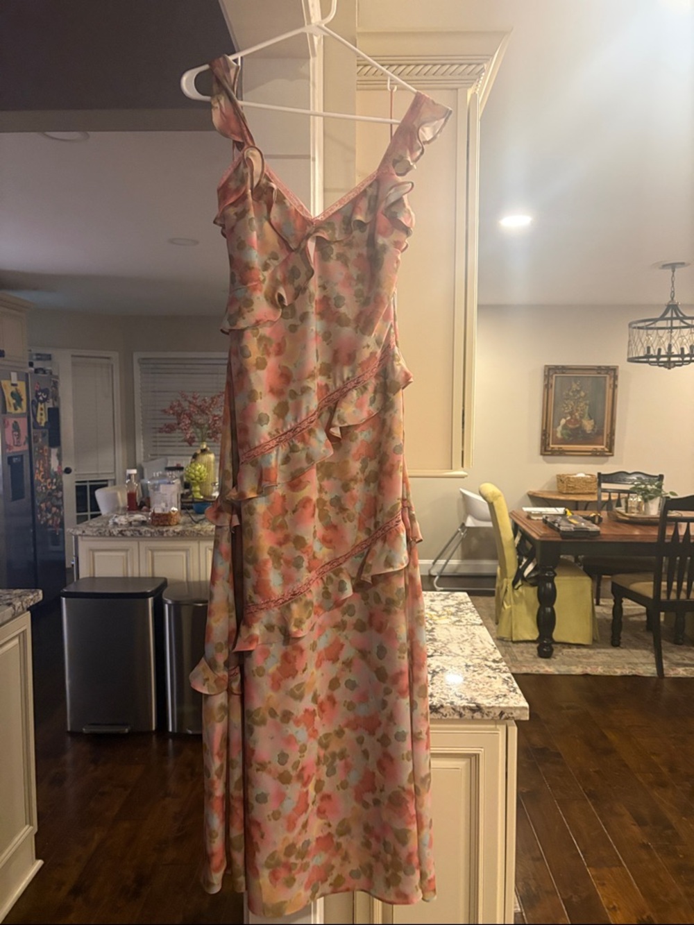 Steve Madden Pink Floral Ruffle Maxi Dress